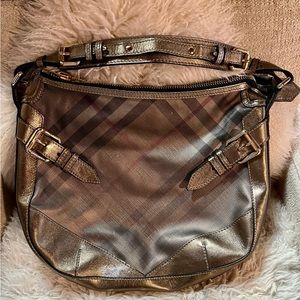 Burberry Metallic Nova Check Hobo Purse